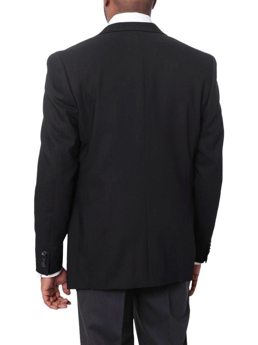 Montefino Uomo BLAZERS Montefino Mens Solid Black 100% Wool Slim Fit Blazer Sport Coat