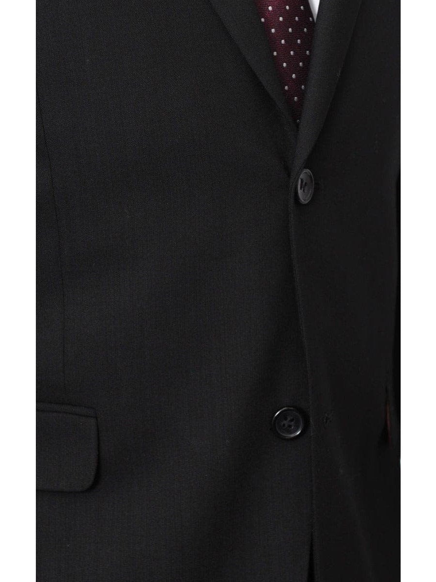 Montefino Uomo BLAZERS Montefino Mens Solid Black 100% Wool Slim Fit Blazer Sport Coat