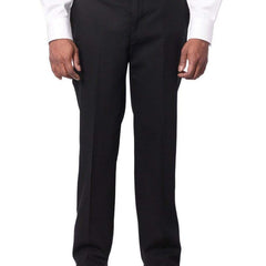 Montefino Uomo PANTS 28 / 36 Montefino Mens Solid Black 100% Wool Slim Fit Quality Dress Pants