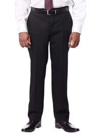 Thumbnail for Montefino Uomo PANTS 28 / 36 Montefino Mens Solid Black 100% Wool Slim Fit Quality Dress Pants