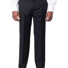 Montefino Uomo PANTS 30 / 36 Montefino Mens Solid Navy Blue 100% Wool Flat Front Slim Fit Dress Pants