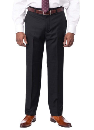 Montefino Uomo PANTS 30 / 36 Montefino Mens Solid Navy Blue 100% Wool Flat Front Slim Fit Dress Pants