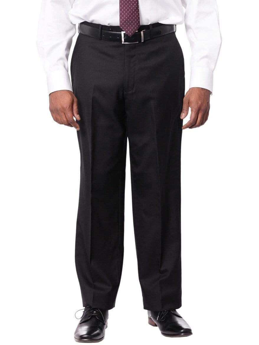 Montefino Uomo PANTS 32 / 37 Montefino Mens Solid Black 100% Wool Regular Fit Dress Pants