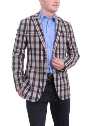 Napoli BLAZERS 38R Mens Napoli Blue Plaid Half Lined Canvassed Marzotto Wool Sportcoat Patch Pocket