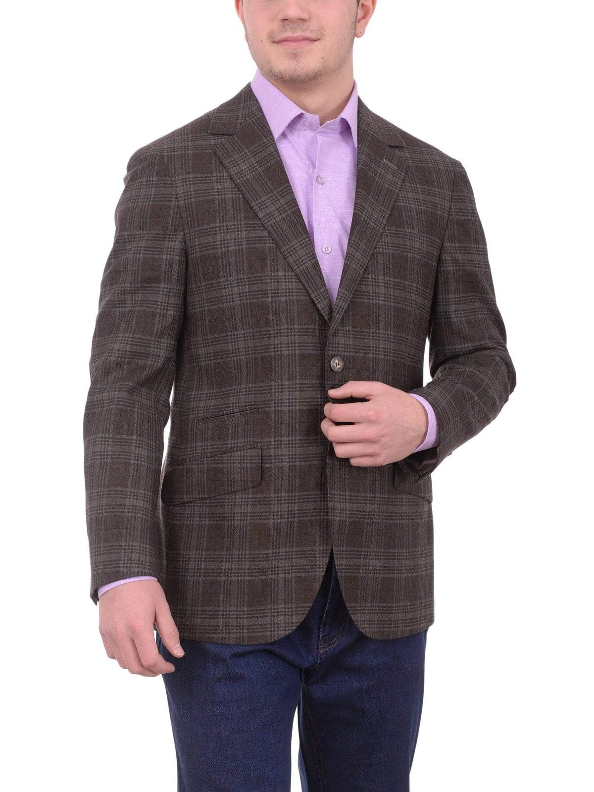 Suits Blazer With Elbow Patches Mens MARC DARCY DX7 Tan Tweed