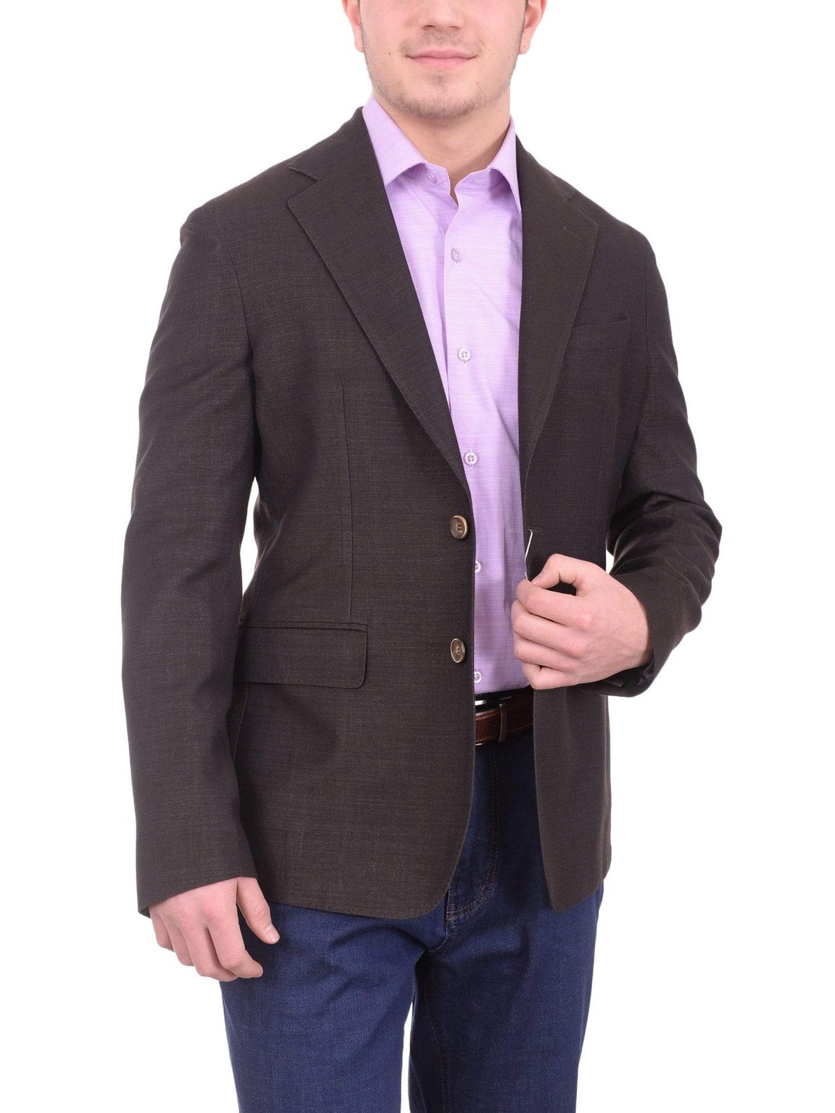 Napoli BLAZERS Mens Napoli Extra Slim Fit Brown Heather Unlined Half Canvassed Wool Sportcoat