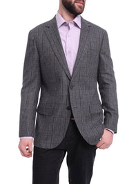 Thumbnail for Napoli BLAZERS Napoli Classic Fit Blue Plaid Two Button Half Canvassed Wool Cahsmere Blazer