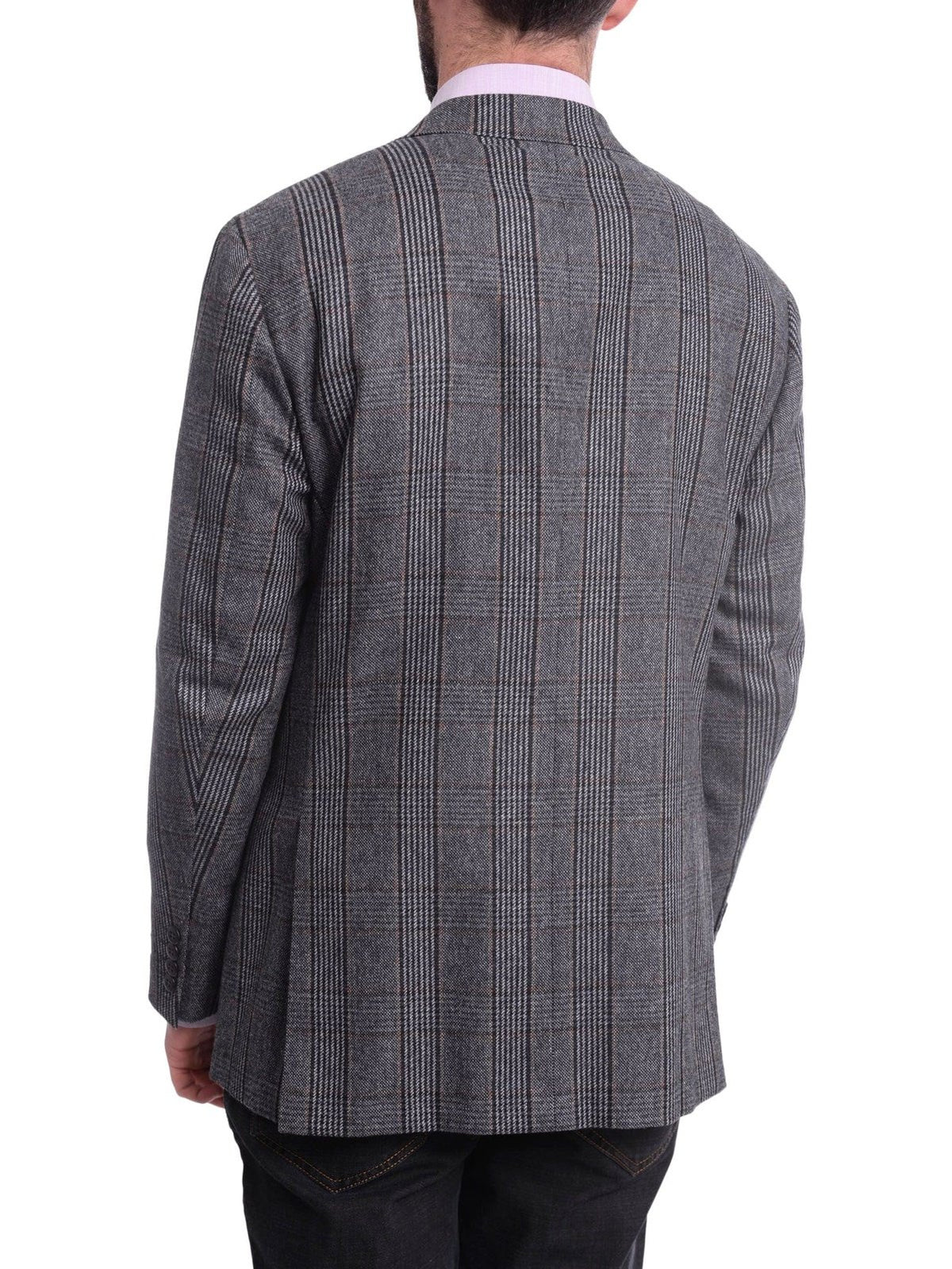 Napoli BLAZERS Napoli Classic Fit Blue Plaid Two Button Half Canvassed Wool Cahsmere Blazer