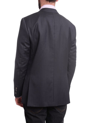 Back view of Classic Fit Navy Blue Basket Weave Half Canvassed Reda Wool Blazer
