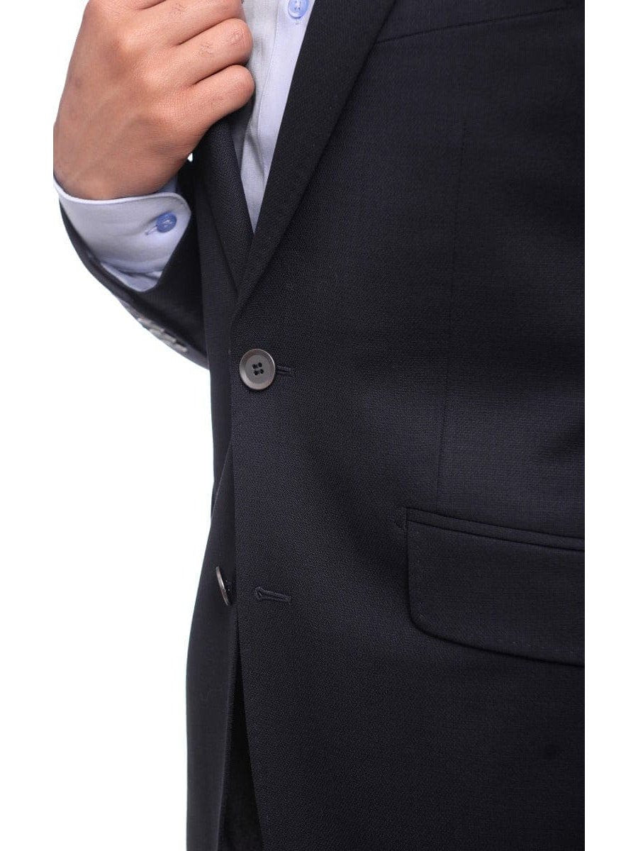 Napoli BLAZERS Napoli Classic Fit Solid Navy Blue Half Canvassed Wool Blazer Sportcoat