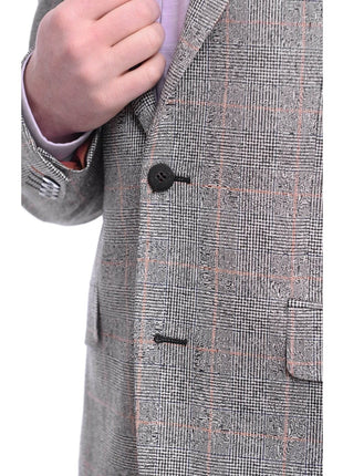 Napoli BLAZERS Napoli Slim Fit Black & White Plaid Half Canvassed Wool Blazer Sportcoat