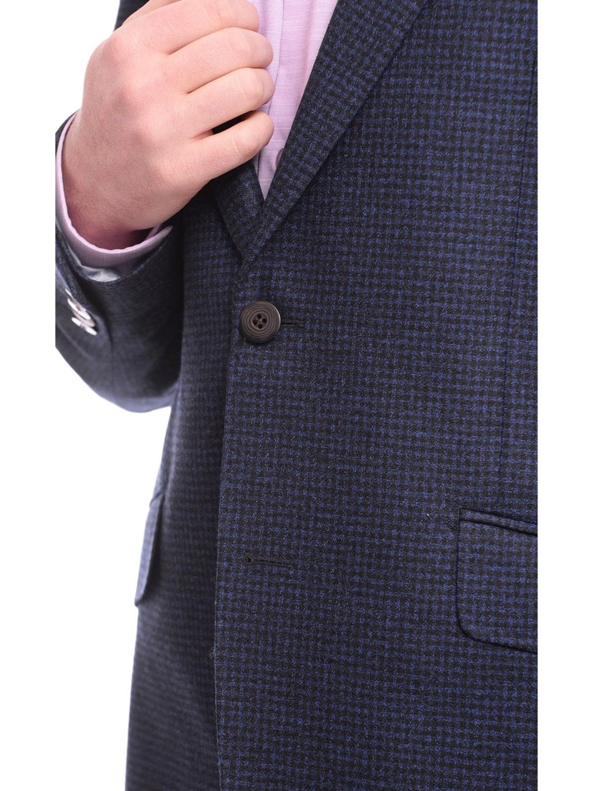 Napoli BLAZERS Napoli Slim Fit Blue Check Two Button Half Canvassed Reda Wool Blazer Sportcoat