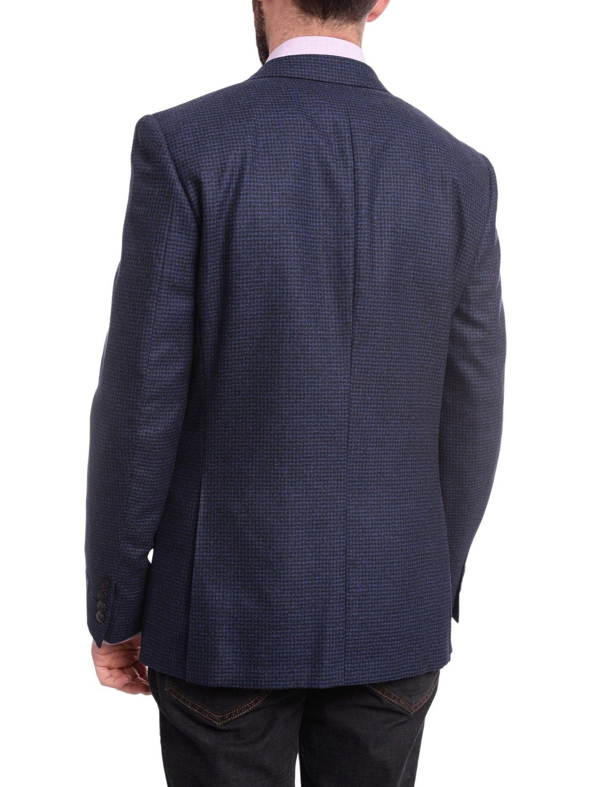 Napoli BLAZERS Napoli Slim Fit Blue Check Two Button Half Canvassed Reda Wool Blazer Sportcoat