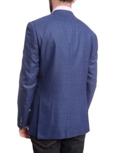 Napoli BLAZERS Napoli Slim Fit Blue Textured Half Canvassed Reda Wool Blazer Sportcoat