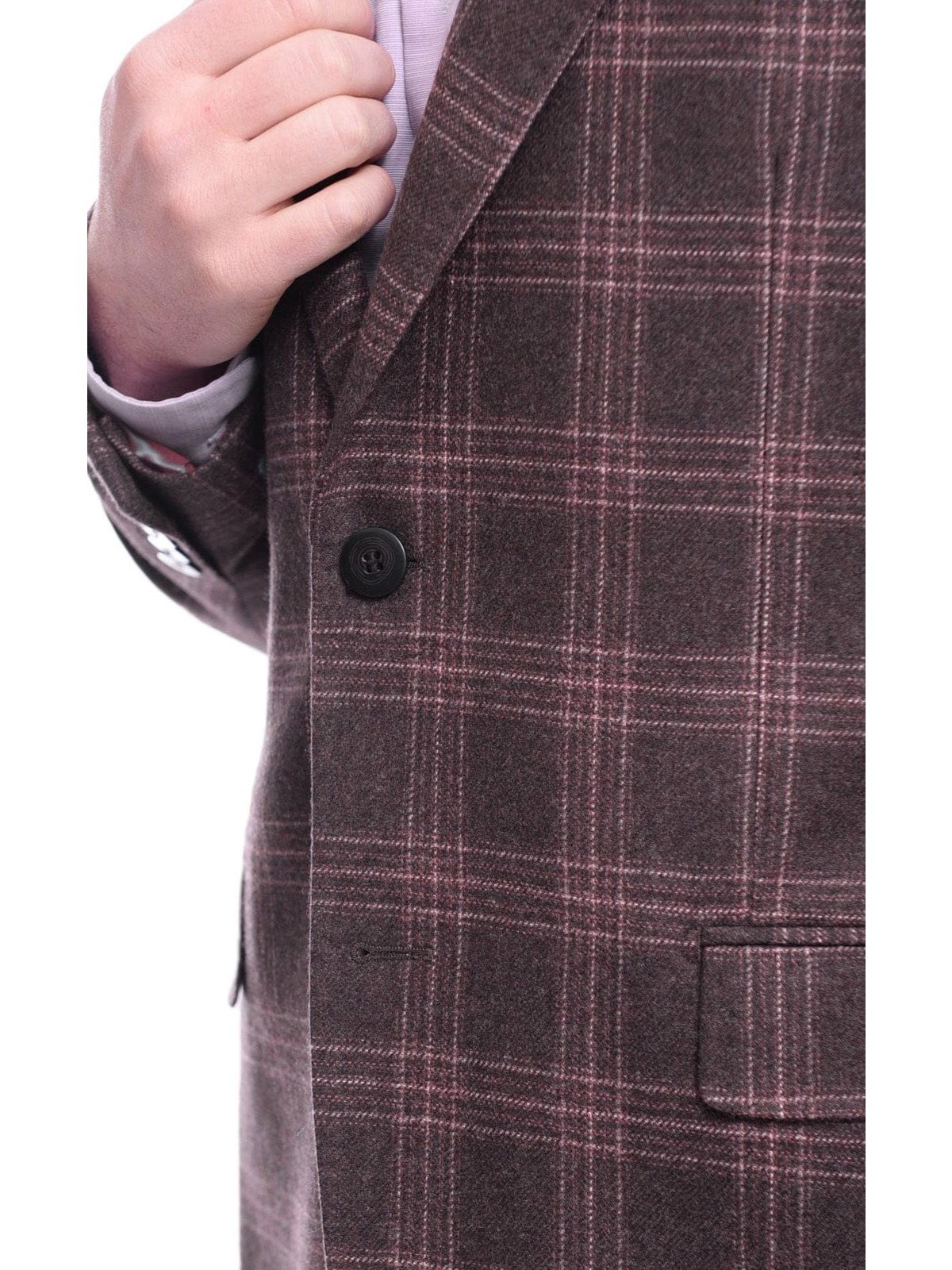 Napoli BLAZERS Napoli Slim Fit Brown Plaid Half Canvassed Tallia Deflino Wool Blazer Sportcoat