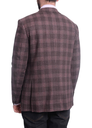 Napoli BLAZERS Napoli Slim Fit Brown Plaid Half Canvassed Tallia Deflino Wool Blazer Sportcoat