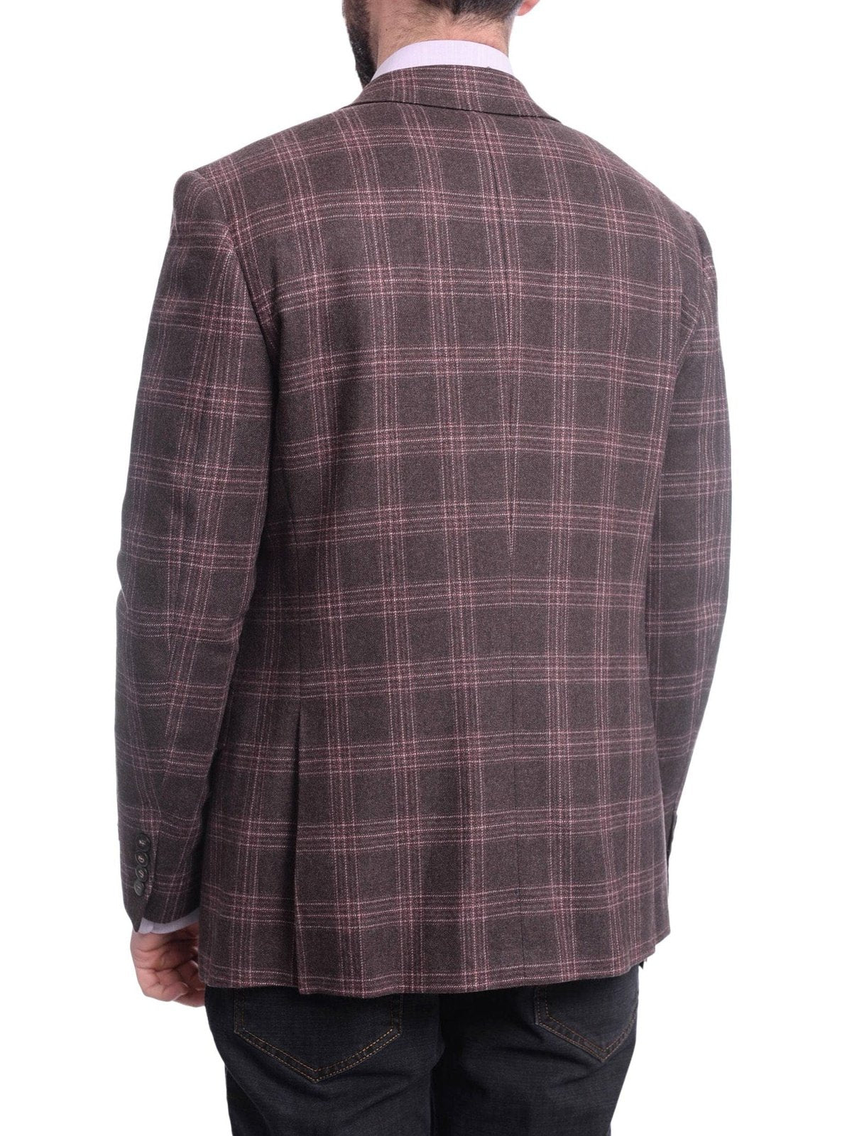 Napoli BLAZERS Napoli Slim Fit Brown Plaid Half Canvassed Tallia Deflino Wool Blazer Sportcoat