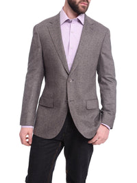 Thumbnail for Napoli BLAZERS Napoli Slim Fit Gray Herringbone Half Canvassed Cashmere Blazer Sportcoat