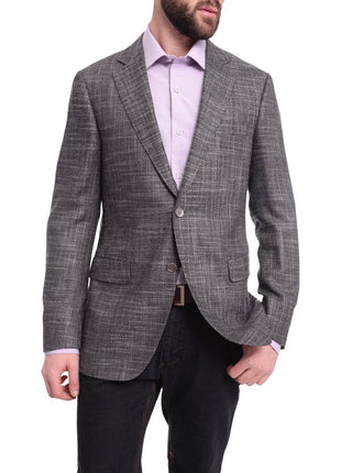 Napoli BLAZERS Napoli Slim Fit Gray Tweed Half Canvassed Linen Silk Marlane Wool Blend Blazer