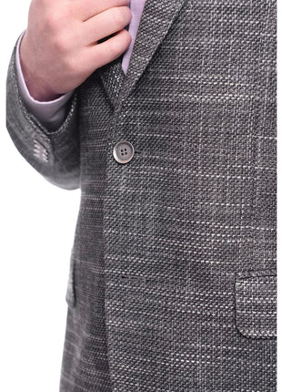 Napoli BLAZERS Napoli Slim Fit Gray Tweed Half Canvassed Linen Silk Marlane Wool Blend Blazer
