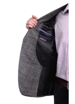 Napoli BLAZERS Napoli Slim Fit Gray Tweed Half Canvassed Linen Silk Marlane Wool Blend Blazer