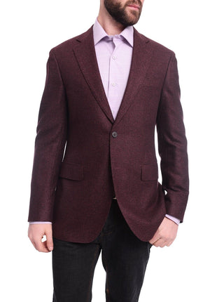 Napoli BLAZERS Napoli Slim Fit Maroon Tweed Two Button Half Canvassed Wool Blazer Sportcoat