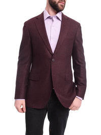 Thumbnail for Napoli BLAZERS Napoli Slim Fit Maroon Tweed Two Button Half Canvassed Wool Blazer Sportcoat