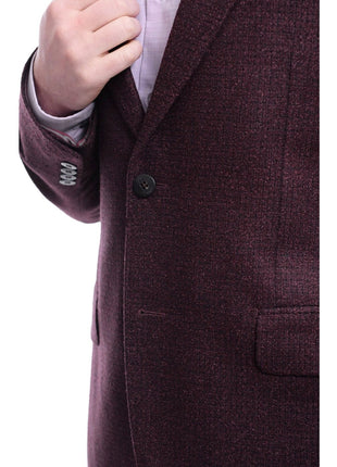 Napoli BLAZERS Napoli Slim Fit Maroon Tweed Two Button Half Canvassed Wool Blazer Sportcoat
