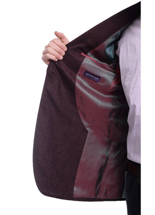 Napoli BLAZERS Napoli Slim Fit Maroon Tweed Two Button Half Canvassed Wool Blazer Sportcoat
