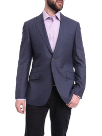Thumbnail for Slim Fit Navy Blue Check Half Canvassed Zegna Wool Blazer