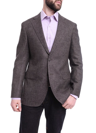 Napoli BLAZERS Napoli Slim Fit Purple Textured Two Button Half Canvassed Wool Blazer Sportcoat