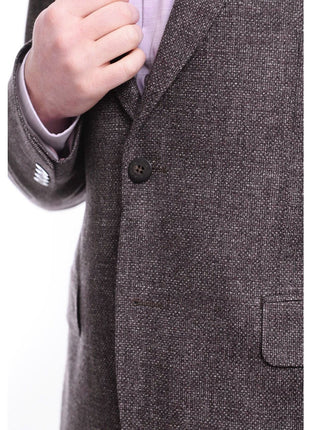 Napoli BLAZERS Napoli Slim Fit Purple Textured Two Button Half Canvassed Wool Blazer Sportcoat