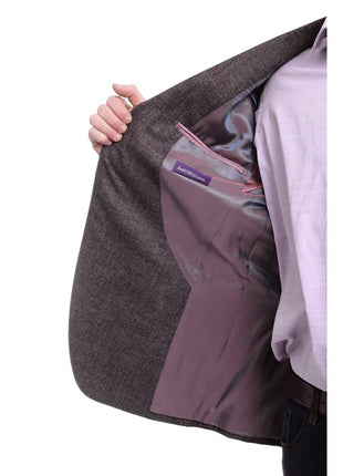 Napoli BLAZERS Napoli Slim Fit Purple Textured Two Button Half Canvassed Wool Blazer Sportcoat