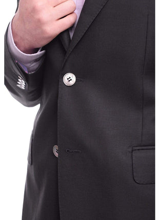 Napoli BLAZERS Napoli Slim Fit Solid Black Half Canvassed Tallia Delfino Wool Silk Blend Blazer