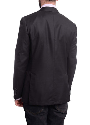 Napoli BLAZERS Napoli Slim Fit Solid Black Half Canvassed Tallia Delfino Wool Silk Blend Blazer