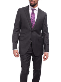 Thumbnail for Napoli Men's Napoli Slim Fit Gray Windowpane Plaid Super 150s 100% Italian Wool Suit