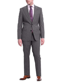 Thumbnail for Napoli Napoli Slim Fit Solid Gray Two Button Half Canvassed Wool Suit