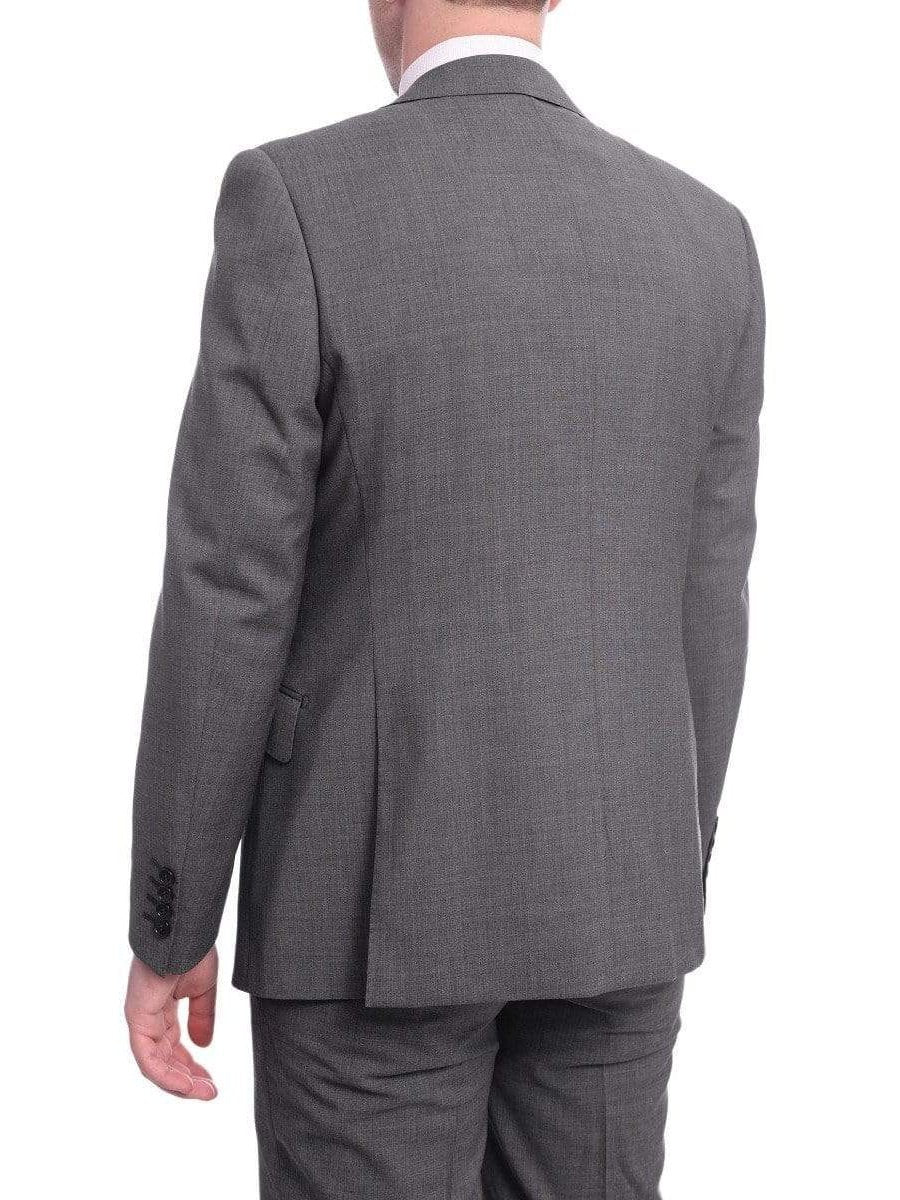 Napoli Napoli Slim Fit Solid Gray Two Button Half Canvassed Wool Suit