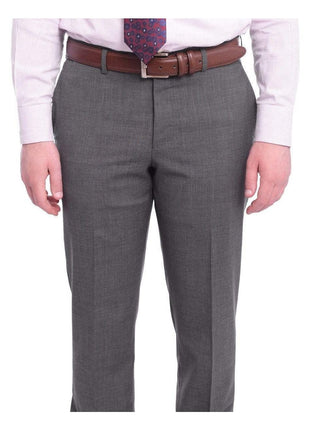 Napoli Napoli Slim Fit Solid Gray Two Button Half Canvassed Wool Suit