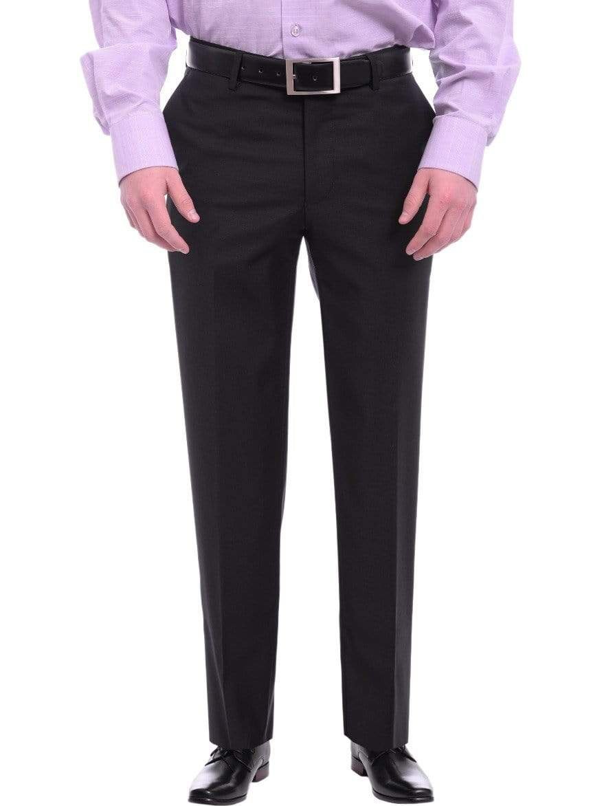 Shop Napoli Black 100% Wool Pants | The Suit Depot Shop Napoli Black 100% Wool Pants | The Suit Depot