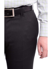Thumbnail for Napoli PANTS Napoli Slim Fit Black Textured Flat Front Wool Dress Pants