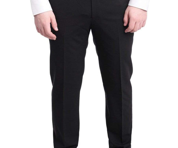 Napoli Slim Fit Black Textured Wool Dress Pants, 34
