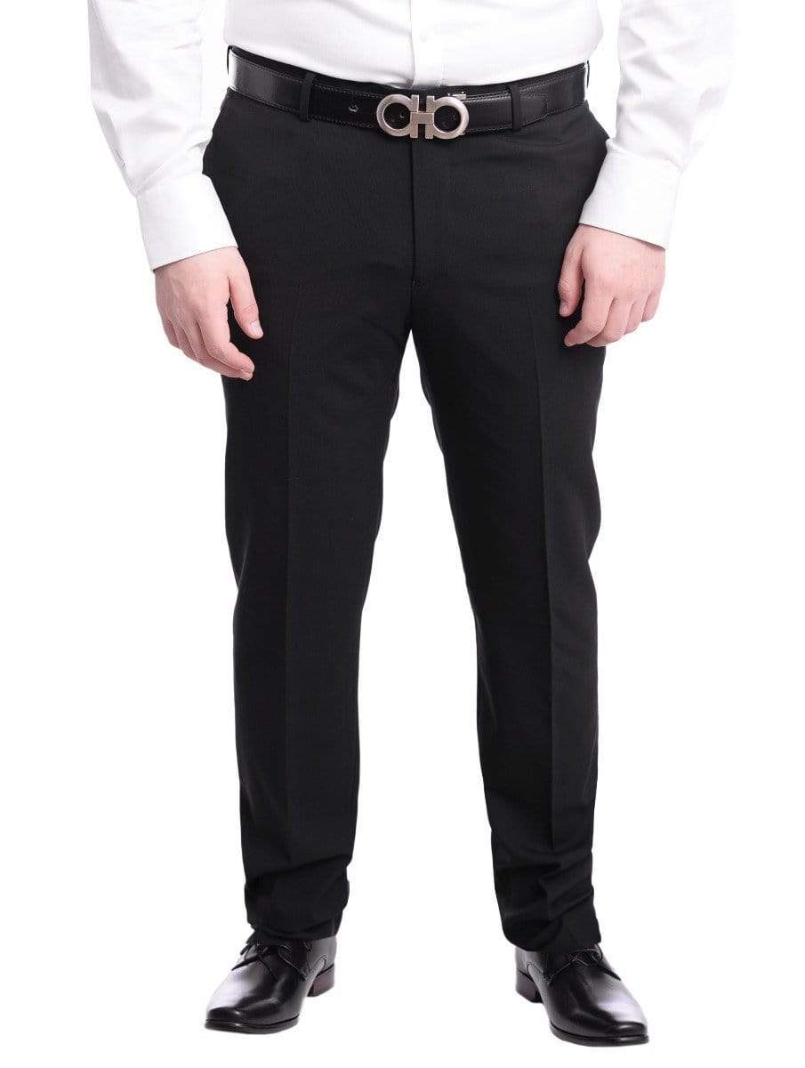 Napoli Slim Fit Black Textured Wool Dress Pants, 34 Napoli Slim Fit Black Textured Wool Dress Pants, 34