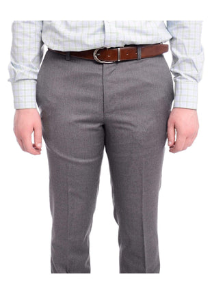 Napoli PANTS Napoli Slim Fit Solid Gray Flat Front Wool Dress Pants