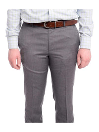 Thumbnail for Napoli PANTS Napoli Slim Fit Solid Gray Flat Front Wool Dress Pants