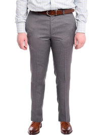 Thumbnail for Napoli PANTS Napoli Slim Fit Solid Gray Flat Front Wool Dress Pants