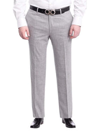 Thumbnail for Napoli PANTS Napoli Slim Fit Solid Heather Light Gray Flat Front Wool Dress Pants
