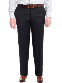 Thumbnail for Napoli PANTS Napoli Slim Fit Solid Navy Blue Flat Front Wool Dress Pants