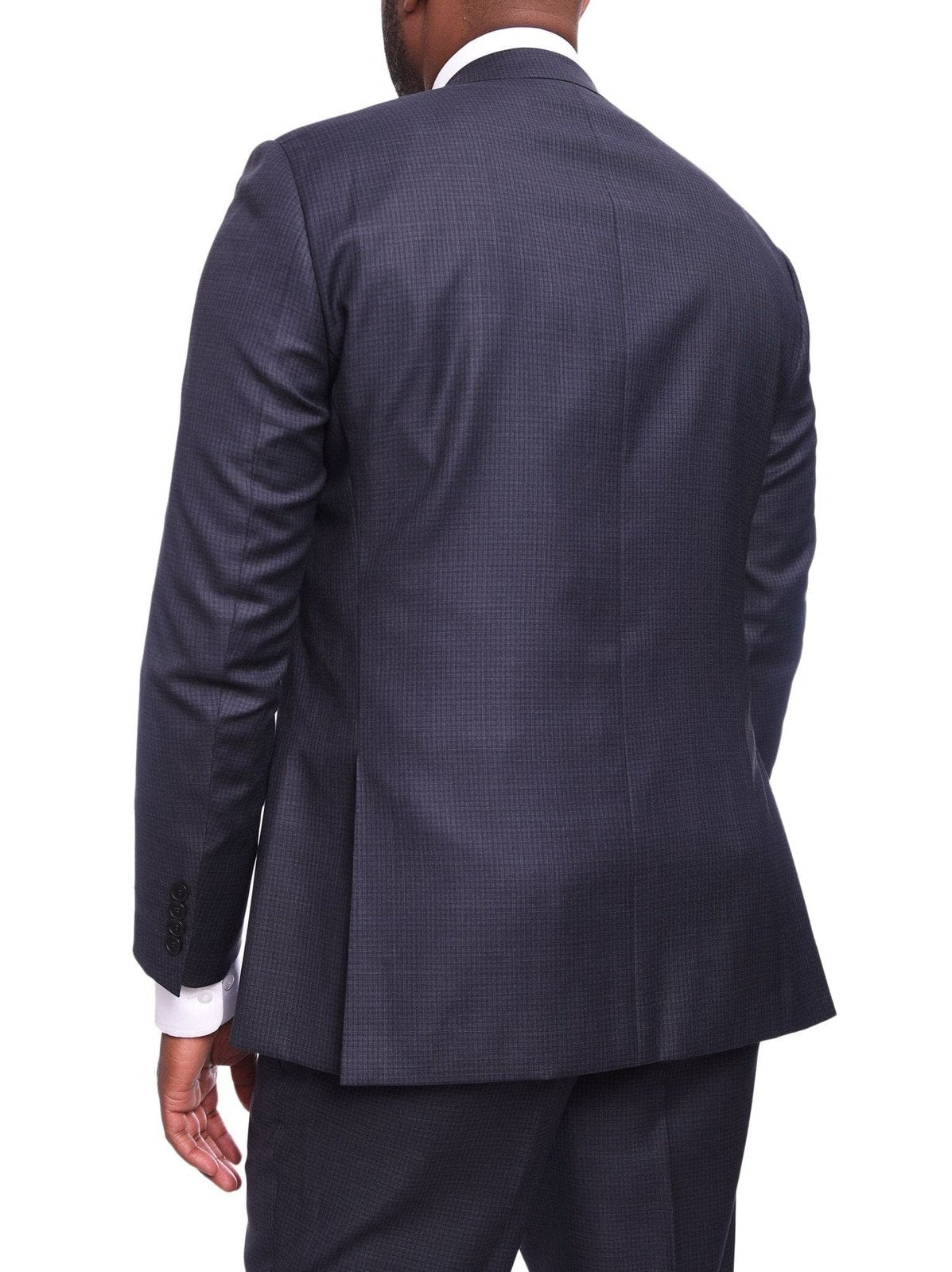 Napoli Sale Suits Men's Napoli Classic Fit Blue Plaid 2 Button 100% Italian Loro Piana Wool Suit
