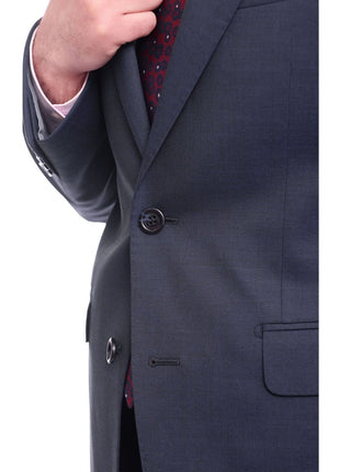 Napoli Sale Suits Men's Napoli Slim Fit Solid Blue Two Button Half Canvassed Italian Wool Suit